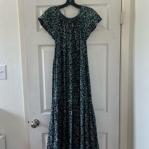 Floral Maxi Dress in Green and Pink